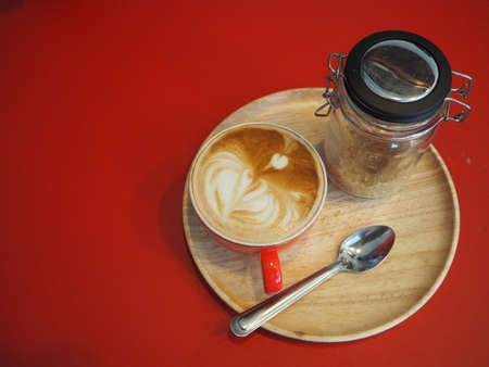 enjoy coffee time with art latte coffeeの写真素材