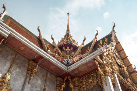 orange rooftop tiles in the templeの写真素材