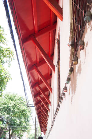 old wooden red roof 