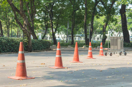 line of traffic-cone on cross street