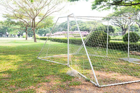 soccer goal in green field