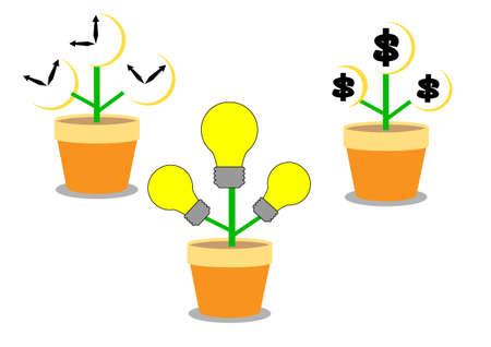 time money idea growth in flower potのイラスト素材