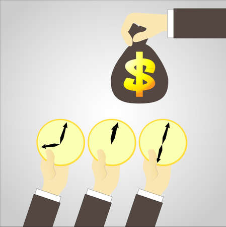 time in Business man hand exchange moneyのイラスト素材