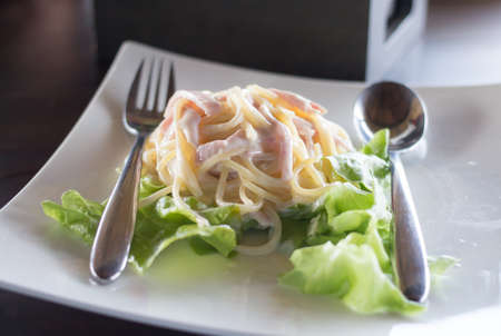 Carbonara Spaghetti creamの写真素材