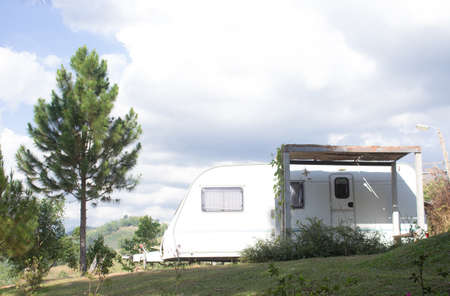 mobile home van car on camping site