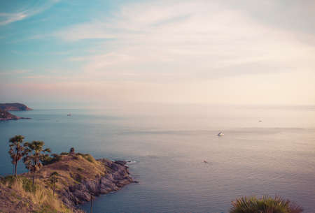 sunset evening at phuket islands thailand, sea viewpointの写真素材