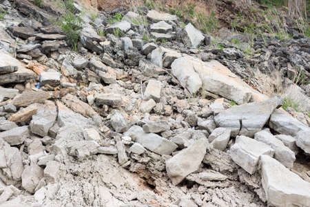 abstract white soil and rough rock stone grunge of cliffs textureの写真素材