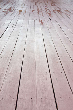 perspective old grunge brown wooden floor with thick desk backgroundの写真素材