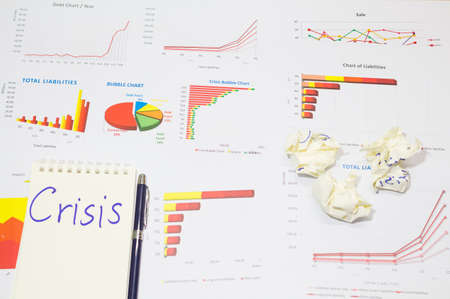 financial crisis bubble with down turn graphの写真素材