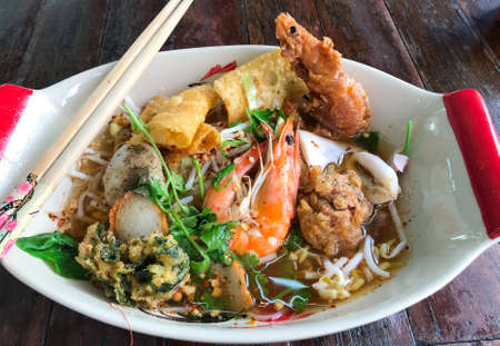 tumyum prawn seafood spicy and sour noodleの写真素材