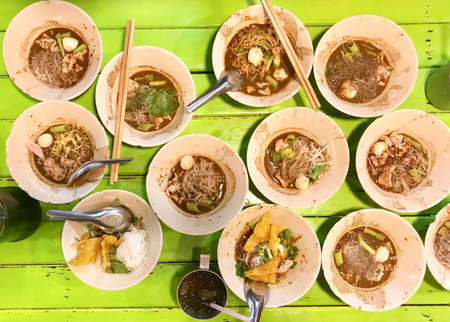 Boat noodle pork bloodの写真素材