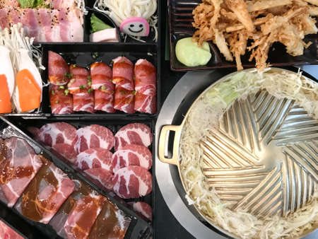 Pork and beef barbecue grill buffetの写真素材