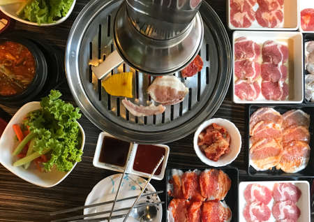 Pork and beef barbecue grill buffetの写真素材