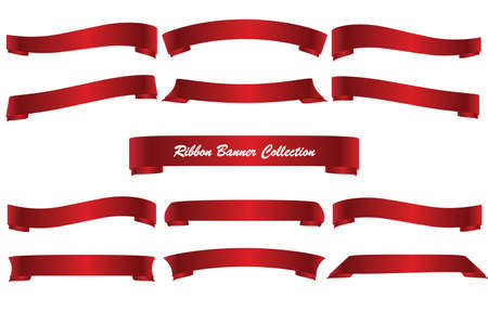 Vector design set of Red ribbon collection isolatedのイラスト素材