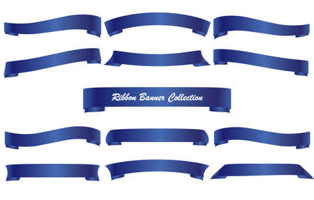 Vector design set of Blue ribbon collection isolatedのイラスト素材