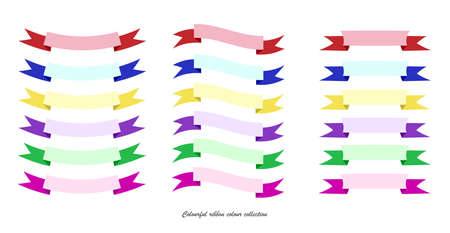 set of vector design colourful ribbon colours banner collectionのイラスト素材