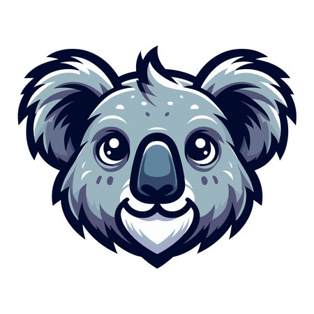 Cute adorable koala head face, Australian animal cartoon character vector illustration, flat design template isolated on white backgroundのイラスト素材