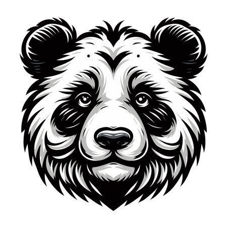 Cute adorable panda head face cartoon character vector illustration, funny Asian Chinese animal baby panda flat design mascot template isolated on white backgroundのイラスト素材