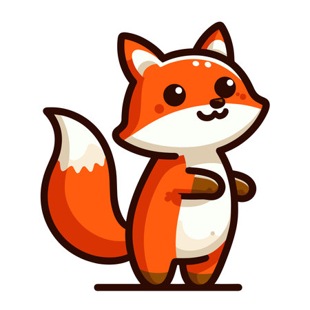 Cute adorable fox cartoon character vector illustration, funny wolf foxy flat design template isolated on white backgroundのイラスト素材