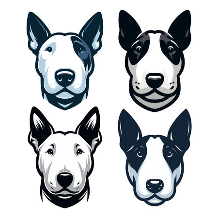 Bull terrier dog head face design illustration, cute adorable funny pet animal, dog head concept vector template isolated on white backgroundのイラスト素材