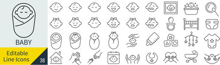 A set of baby-related icons with line editing capabilities (not outlined)のイラスト素材