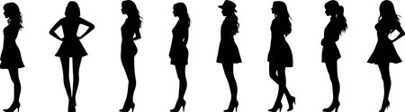 Female full body silhouette setのイラスト素材