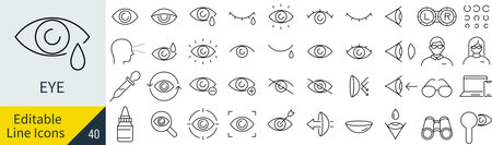 A set of eye icons with editable lines (not outlined)のイラスト素材