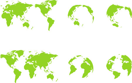Set of various green world mapsのイラスト素材