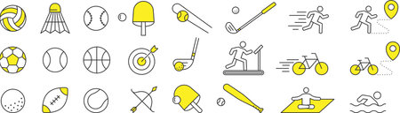 Stylish sports line icon setのイラスト素材