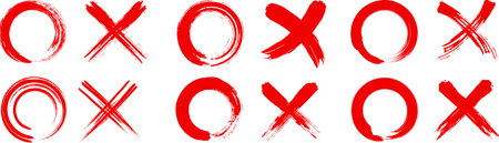 Set of red hand-drawn marksのイラスト素材