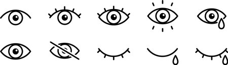 Simple eye line icon setのイラスト素材