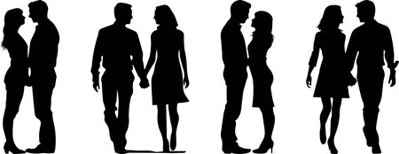 Lovers silhouette setのイラスト素材