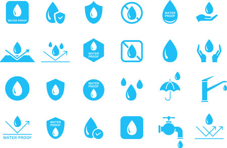 Blue waterproof silhouette mark setのイラスト素材