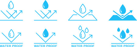Set of blue waterproof logosのイラスト素材