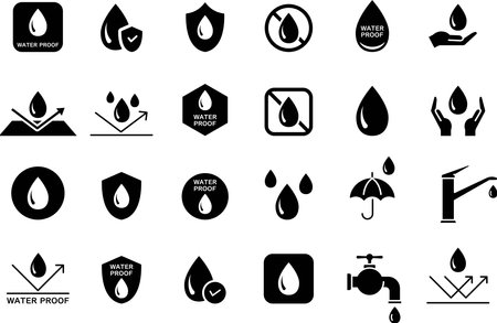 Monochrome waterproof silhouette mark setのイラスト素材