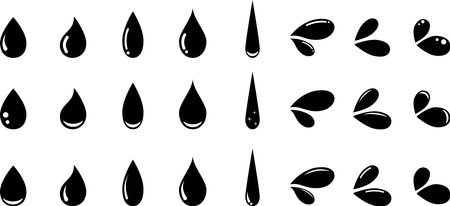 Set of various monochrome water shapesのイラスト素材