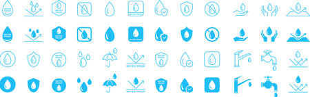 Set of colored water-related marks, signs and iconsのイラスト素材