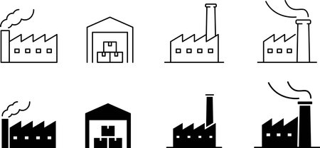Factory simple icon setのイラスト素材
