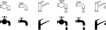 Water faucet simple monochrome icon setのイラスト素材