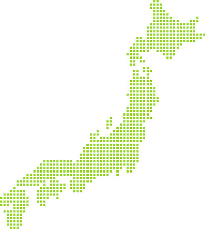 Green dot (square) map of Japanのイラスト素材
