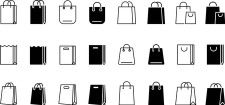 Paper bag icon setのイラスト素材