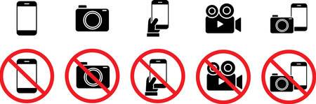 Smartphone and camera warning pictogramsのイラスト素材