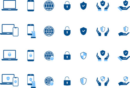 Two-color security icon setのイラスト素材