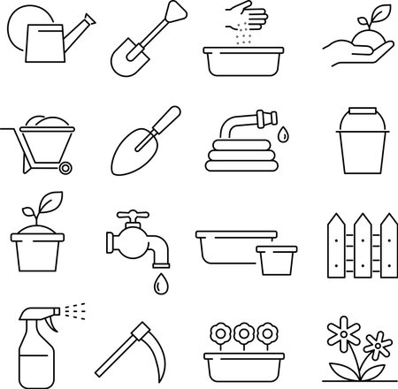 Simple Vector Line Icon Set for Gardeningのイラスト素材
