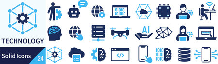 Technology Silhouette Vector Icon Setのイラスト素材