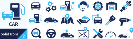 Vector Silhouette Icon Set for Carsのイラスト素材