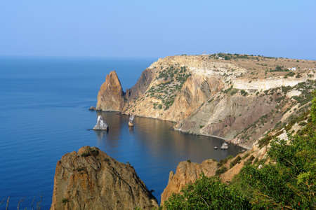 Fiolent is a cape on the southern coast of Sevastopol. The area of ??Fiolent runs along the sea from the Marble beam. Republic of Crimea.の写真素材