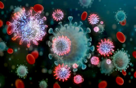 virus concept. Microscope virus close up