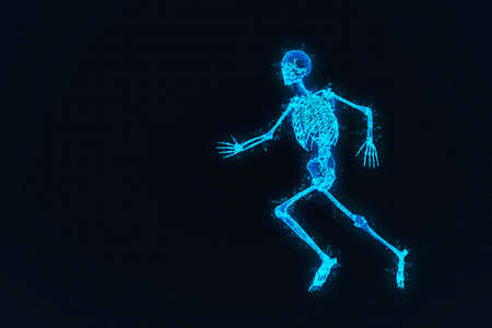 3d rendering of Human Skeleton  . Abstract night sky backgroundの写真素材