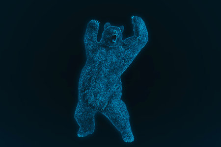 Bear on a dark blue background Stock market battle symbol concept.の写真素材